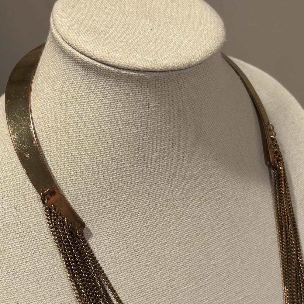 Francesca's Collections Gold Tone Graduated Strand Chain Waterfall Necklace - Picture 7 of 10
